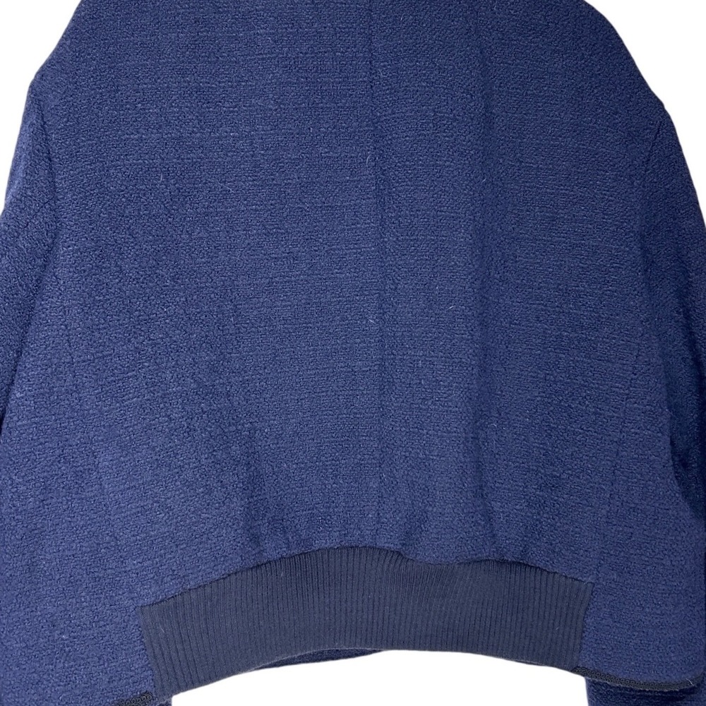 J.Crew Lady Bomber Jacket Maritime Bouclé Tweed Wool Navy Gold Buttons Sz 18 EUC - Picture 8 of 10